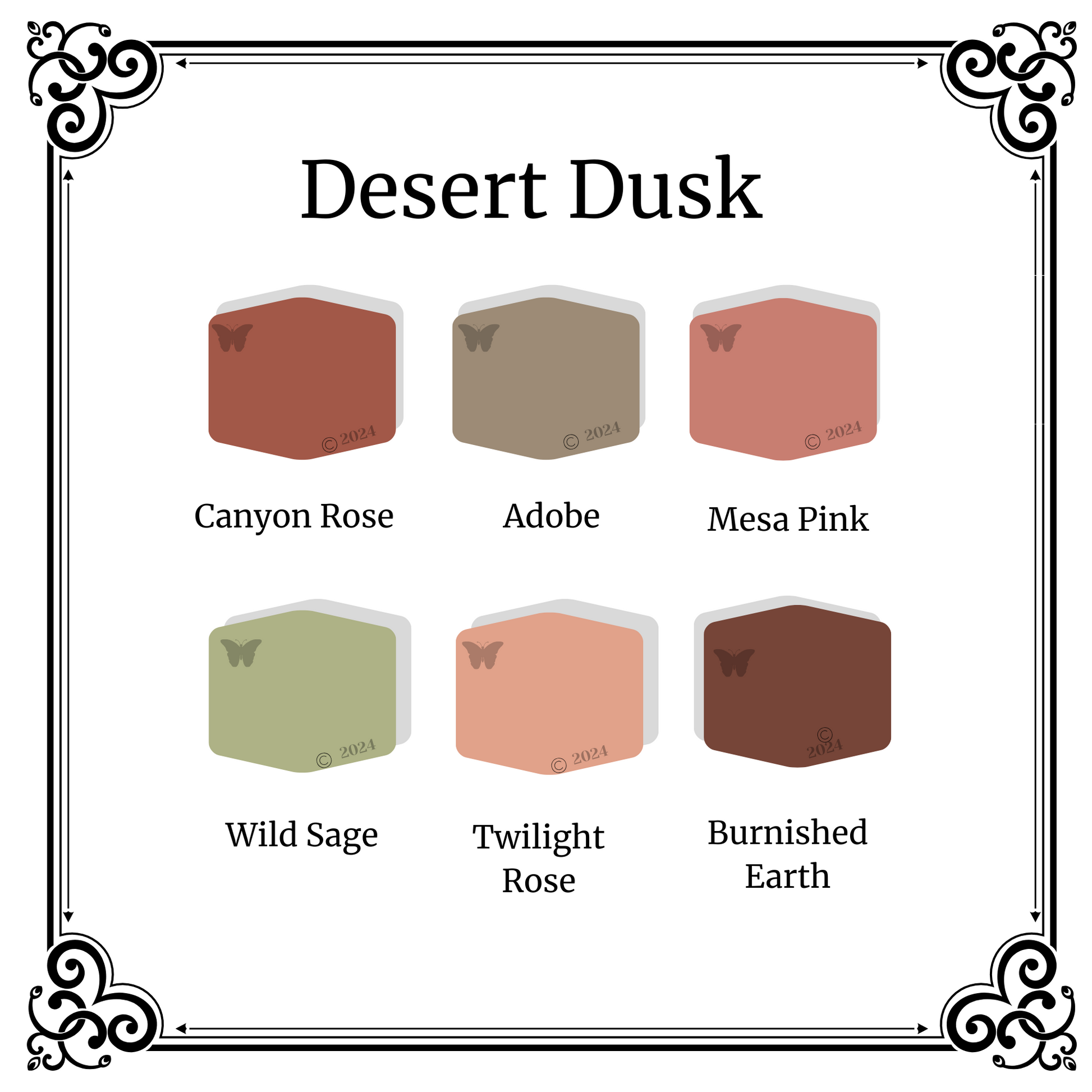 Desert Dusk Palette Polymer Clay Color Mixing Tutorial on white background