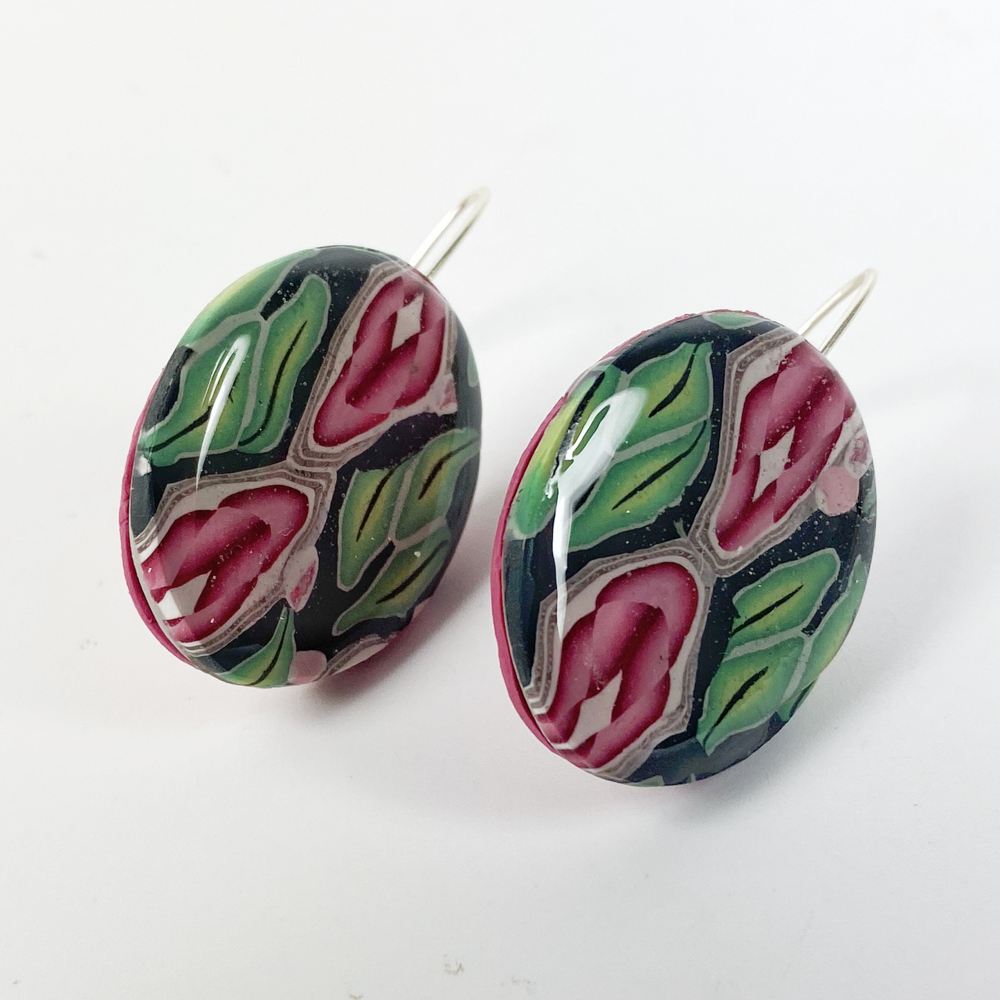 Handmade Polymer Clay Dangle Earrings Winter Tapestry