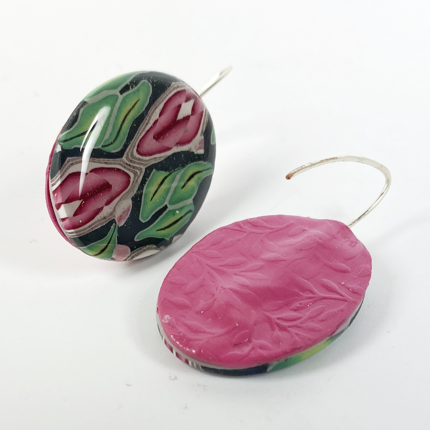 Handmade Polymer Clay Dangle Earrings Winter Tapestry