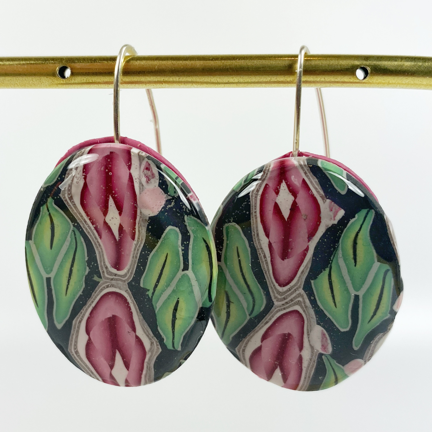 Handmade Polymer Clay Dangle Earrings Winter Tapestry