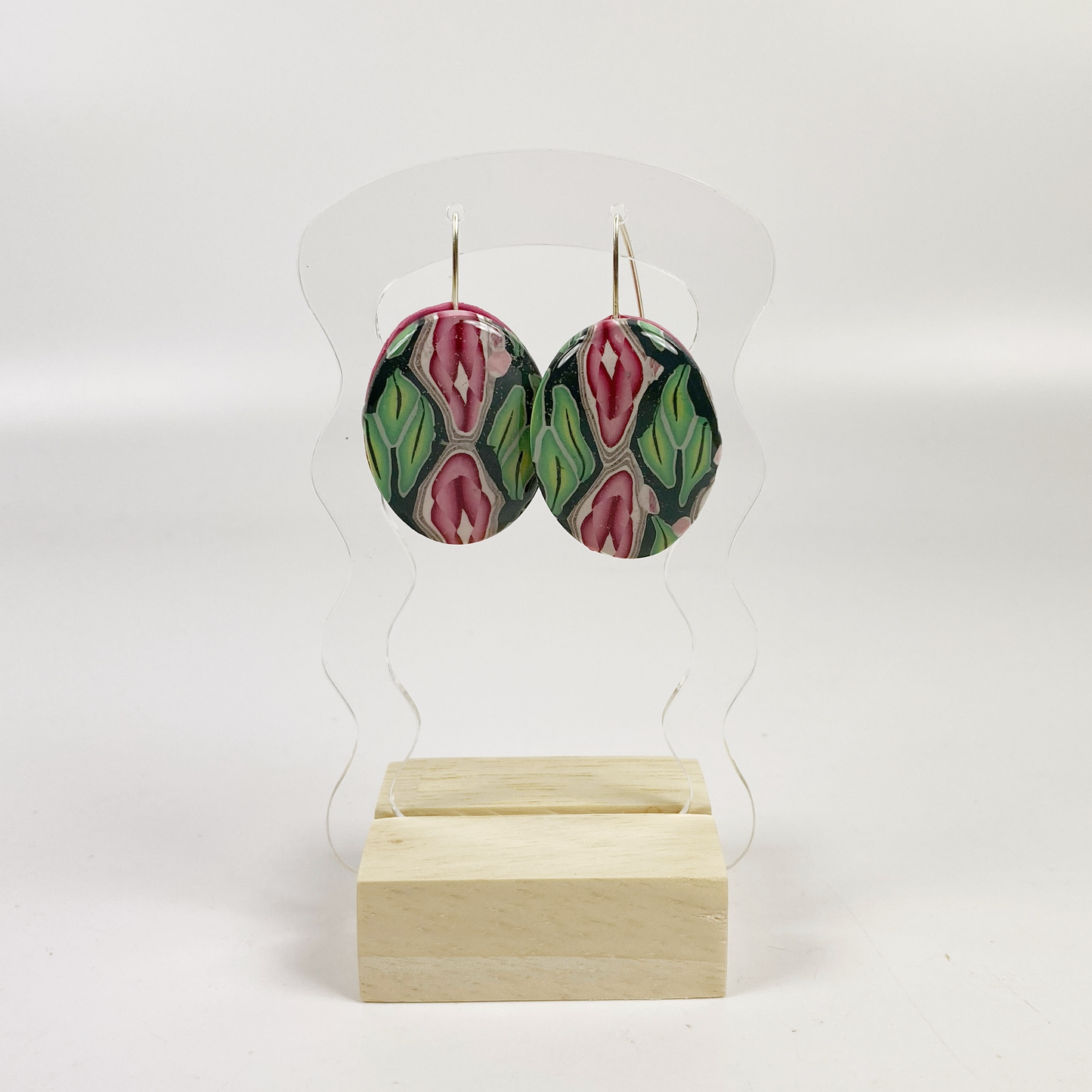 Handmade Polymer Clay Dangle Earrings Winter Tapestry