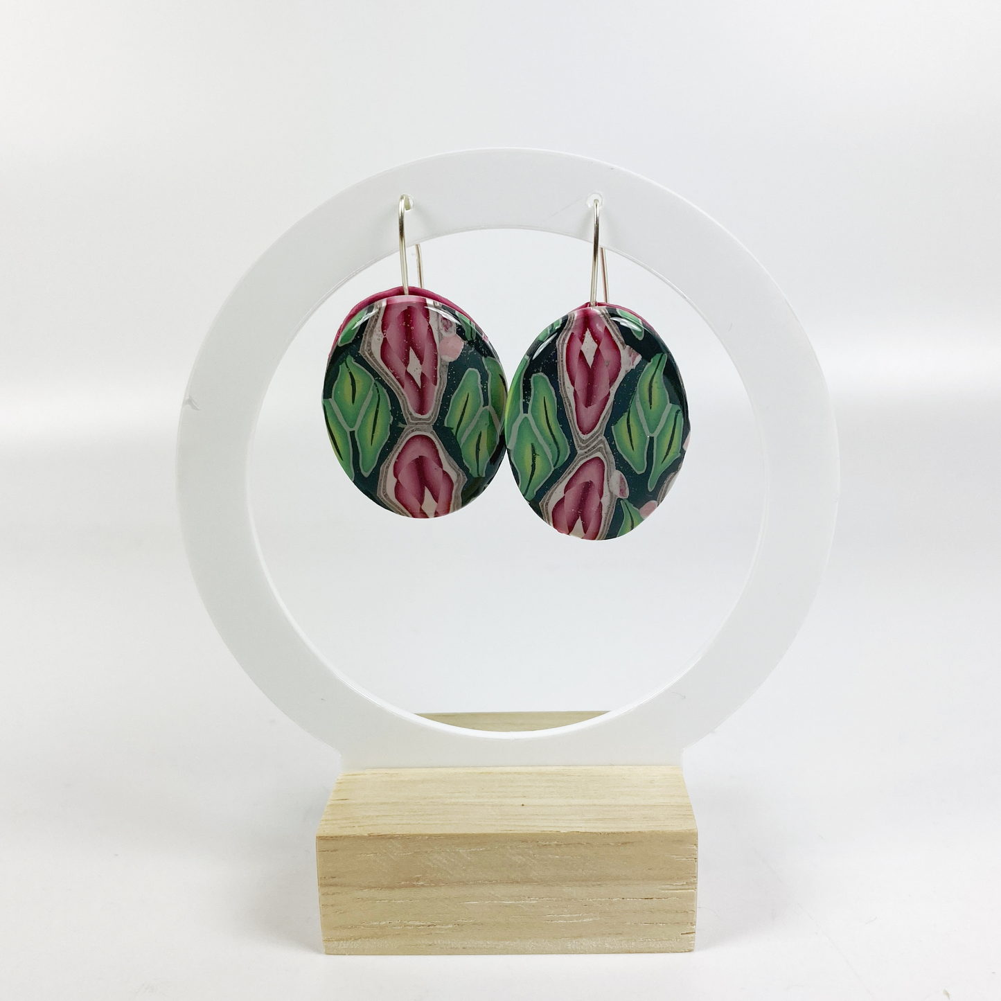 Handmade Polymer Clay Dangle Earrings Winter Tapestry