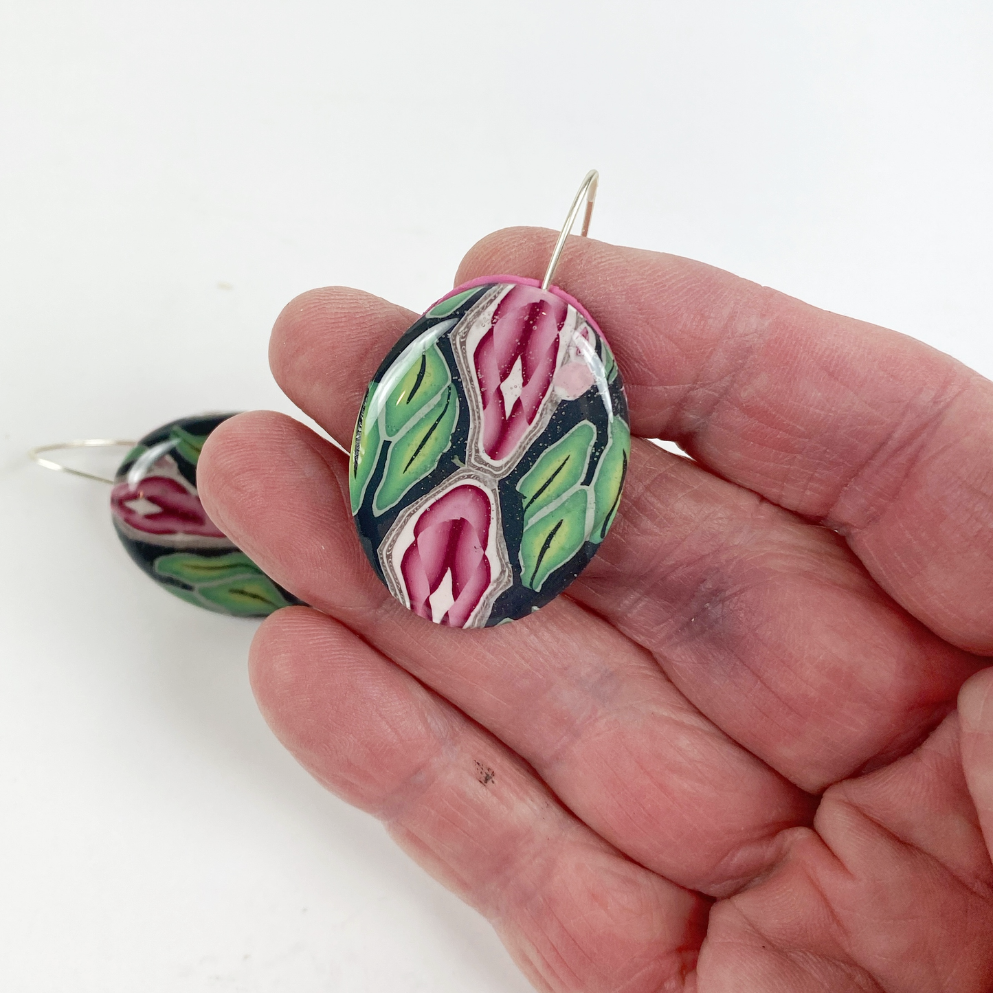 Handmade Polymer Clay Dangle Earrings Winter Tapestry