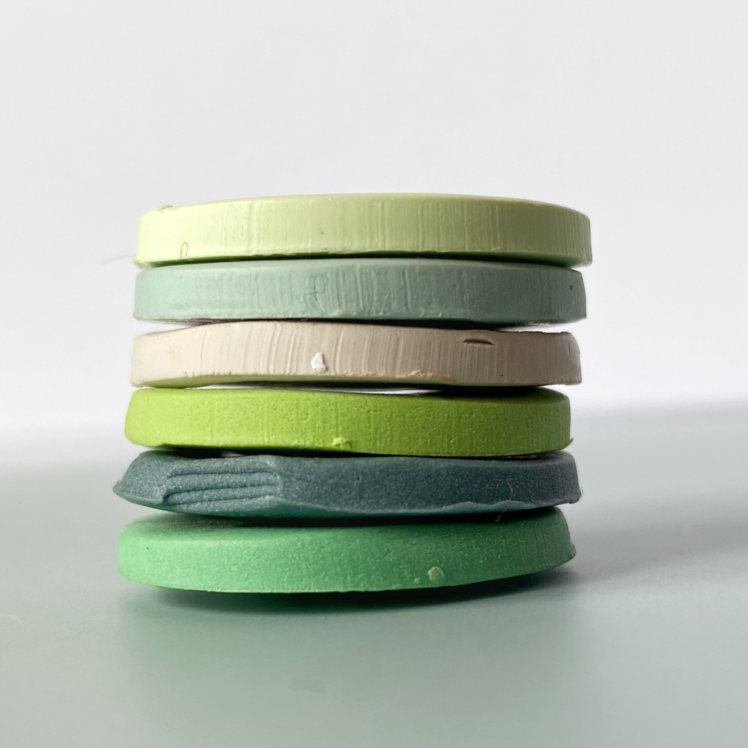 Stack of clay color discs for Mermaid's Garden Polymer Clay Colors 