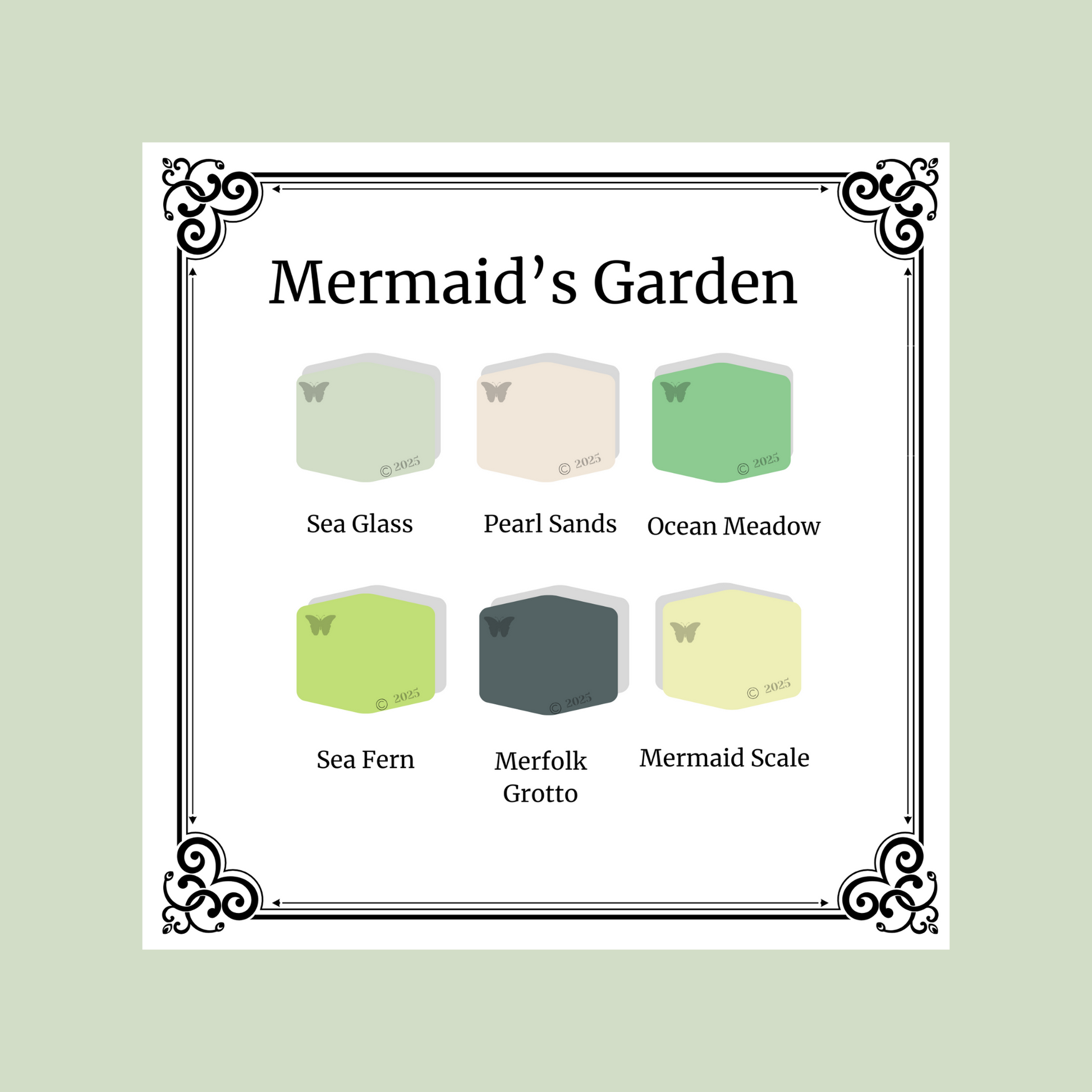 Mermaid's Garden Polymer Clay Colors on a Sea Glass background