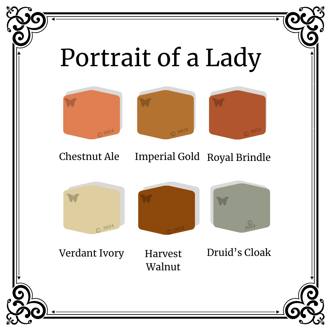 Portrait of a Lady Palette Polymer Clay Color Mixing Tutorial the 6 color palette on a white background.